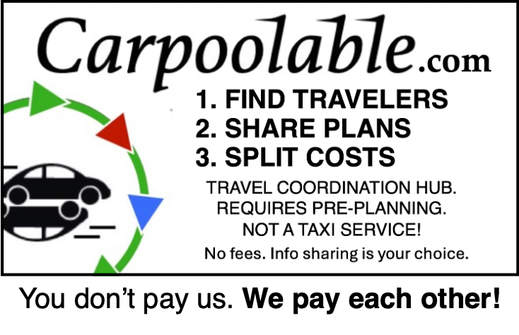 Carpoolable — Find Travelers, Share Plans, SPLIT Costs!