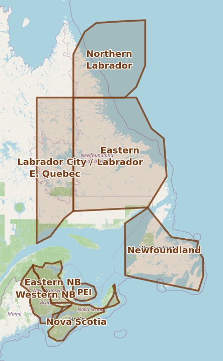 Canada carpooling regions map
